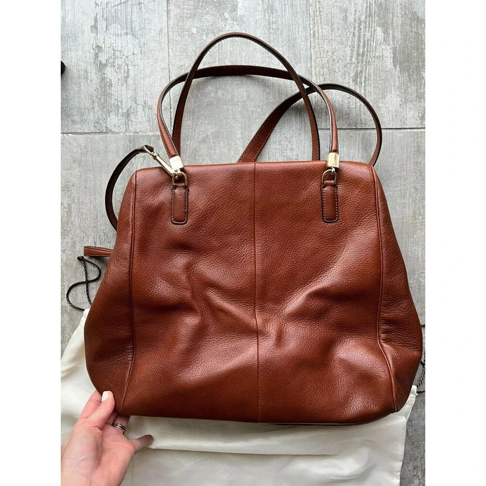 COACH Designer Madison Leather North South Satchel 25170 Chestnut Brown STUNNING